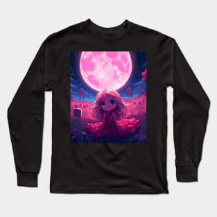 Waiting in the pink full moon Long Sleeve T-Shirt